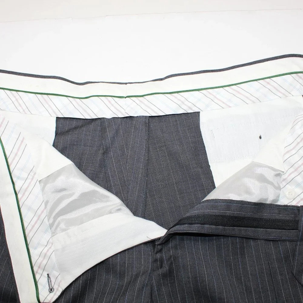 LAUREN Ralph Lauren Green Label Pleated NWT Mens 43 x 30 Gray Striped Wool Pants - Picture 8 of 8